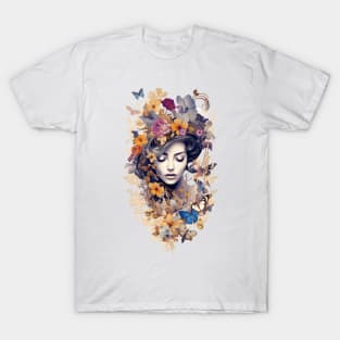 Beauty meets nature with butterflies and flowers T-Shirt
